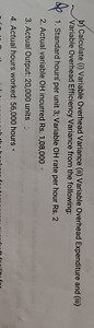 Calculate the following variances:(i) Variable Overhead Varia... | Filo