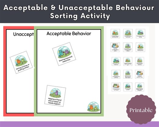 Acceptable Vs Unacceptable Behaviour Activity | Monsters | KS1 & EYFS Classroom Resource | Behaviour Sorting Activity (PDF) - Etsy