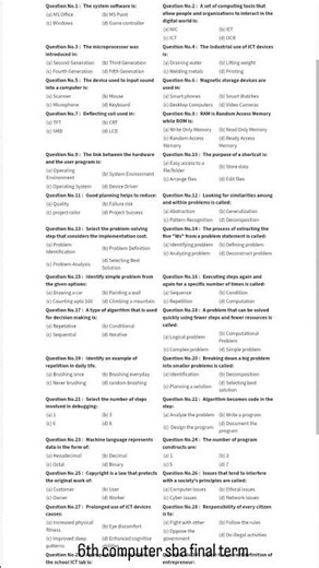 6th computer English medium sba final papers pectaa 2026