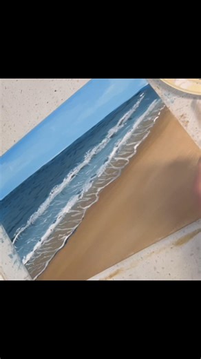 Easy Ocean Waves Tutorial using acrylics! #acrylicscenery #beachpainting