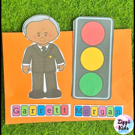 Garrett Morgan craft (Colored and Ink saver) for Black History Month….Write “Black History” to access the link to this cute low prep craft for February! | Zippi Kids Corner