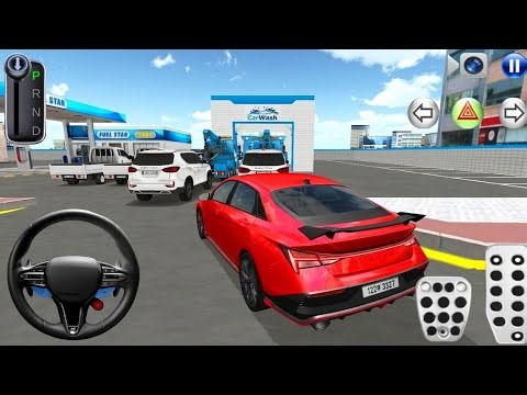 New Hyundai Elantra Red and 12 More Cars Stuck at the Car Wash 3D Driving Class