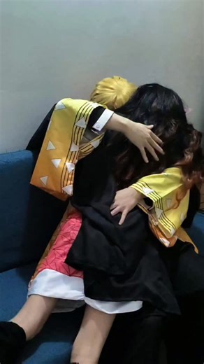 GoGo on Instagram: "Zenitsu, what sneaky idea do you have about Nezuko? 😂 #zenitsu #zenitsucosplay #nezukokamado #zenitsuxnezuko #demonslayercosplay kimetsu"