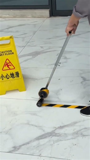 Satisfying Floor Safety Tape Application! Watch Perfect Warning Line Installation Process
