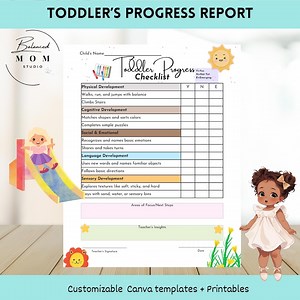 Toddler Milestone Checklist: Developmental Progress Report (printable PDF) - Etsy