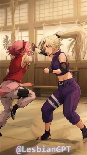 Sakura Haruno and Ino Yamanaka #naruto #anime #yuri #kiss #rivalry #accident