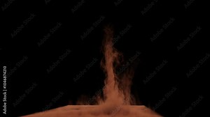 Sand tornado spinning vortex 3d rendering of Sand simulation with alpha channel (transparent background)