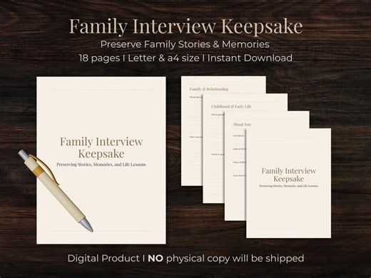 Family Interview Keepsake | Printable Memory Book | Meaningful Gift | Preserving Stories & Memories - Etsy