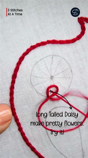Long Tailed Daisy | Red Bird Embroidery (Part 2/3)