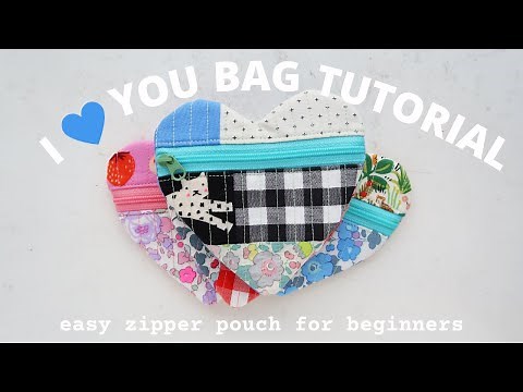 Easy Zipper Pouch Sewing Tutorial | DIY Heart shaped Bag for beginners