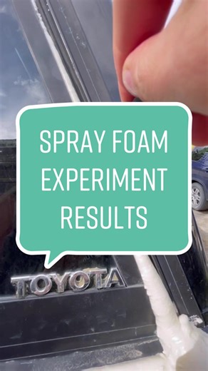 Replying to @Chris P Bacon Remains to be seen whether it will hold up on the dort roads or crack apart on the vibrations. Maybe caulking was a better idea. Next time. #diy #diyproject #sprayfoam #experiment #truck #toyota