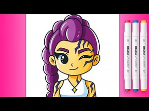 How to draw and color Demon Rumi ✏️😈 | Easy step-by-step drawing 🎨💜🔥