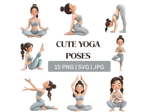 Yoga Poses Clipart | Wellness Illustrations (digital Download) - Etsy