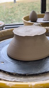 If you’re just getting started on the potters wheel or tap centering continues to be an enraging experience- then this is the easiest way to get centered for trimming. The most important part is to hold the needle tool as still as possible and to make small micro adjustments to the piece on the wheel. #ceramics #pottery #clay #tools #trimming | Trey Foster