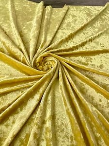 Premium Stretch Crushed Velvet Fabric by The Yard - Soft and Luxurious Fabric - Versatile and Stretchy - Ideal for Clothing Home Decor and Crafts (58 inches Width) - 1 Yard (Yellow)