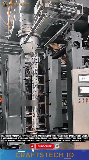Automatic mattress making machine operates in a modern factory. #tech #industrialtechnology #machine