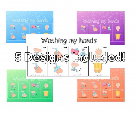 Step by Step Visual Schedule - Washing Hands - Basic Print to Assist Kids With Routines - Autistic Visual Schedule - Prompts for Kids - ADHD - Etsy
