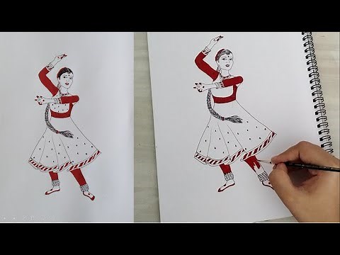 Kathak | How to draw classical dancer girl | Quick draw