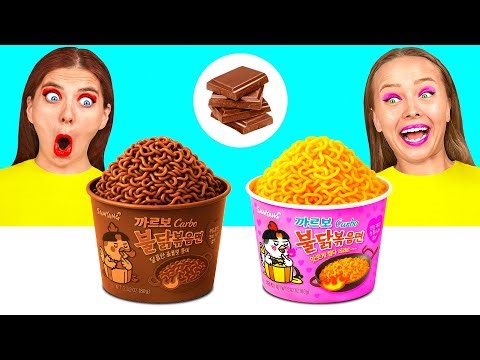 チョコレートの食べ物 vs 本物の食べ物のチャレンジ | 面白い食べ物の状況 Funny Funny