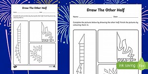 Bonfire Night Draw the Other Half Worksheet
