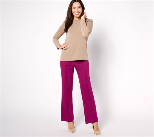 Denim & Co. Signature Reg Easy Flex Twill Wide Leg Pull-On Trouser - QVC.com