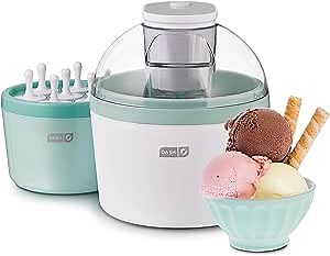 Dash Everyday Ice Cream Maker - Easy-to-Use Homemade Frozen Dessert Maker - Makes Gelato, Sorbet & Frozen Yogurt - Comes with Mixing Bowl, Ice Pop Molds & Recipe Book - 1 Quart, Aqua