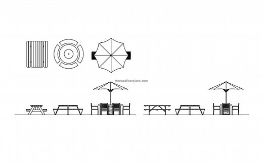 Picnic Tables - Free CAD Drawings