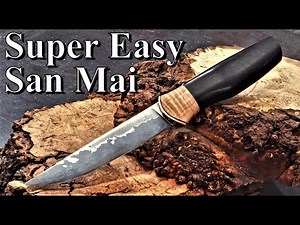 san mai by hand! Making a curved knife guard and handle!