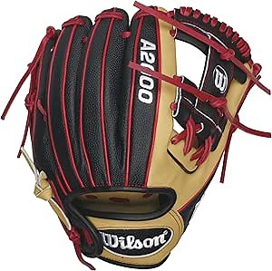 Wilson A2000 DP15 SuperSkin Infield Baseball Glove, Blonde/Red/Black/White, Right Hand Throw