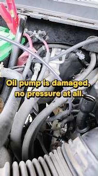Engine over fill, oil pump damage, no pressure.
