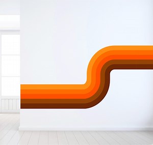 70's Inspired Retro Wall Decal - Orange and Brown Peel and Stick Vinyl Fabric - Color Options Available - Etsy