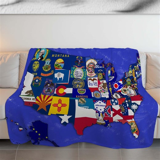 USA State Flags Blanket - Etsy