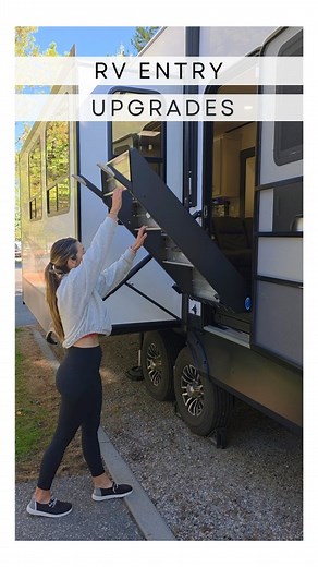 RV Entry Upgrades we LOVE! We've now upgraded two RVs with the @morryde strut assist steps and Safe T rail. [@morryde partner] If you’ve ever wrestled with heavy steps or worried about wobbly entries, this combo is a total confidence booster. Here’s why: 🛠️ Strut Assist Steps ✅️ Effortless lift and lower—no worry about them slamming down ✅️ Supports up to 500 lbs ✅️ Adjustable legs with feet that actually touch the ground for stability 🛡️ Safe-T-Rail ✅️ Telescopes and extends the full length o