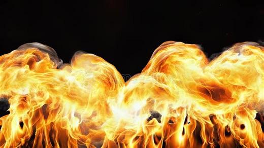 Realistic Burning Fire Transition Overlay, Bright Orange Flames on Black, 4K VFX, AI Generated Stock Video - Video of background, drama: 423767921