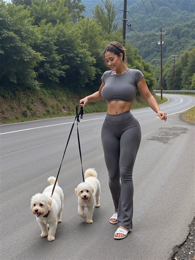 Mountain air. Steady pace. Grey set, open road, two little shadows keeping up. Strength doesn’t have to shout. It just moves forward. Aire de montaña. Paso firme. Energía tranquila… pero constante. #MountainWalk #ActiveLifestyle #StudioUpload #MiddayPost #BalancedEnergy #OutdoorMood #FitVibes #MainFeedMoment