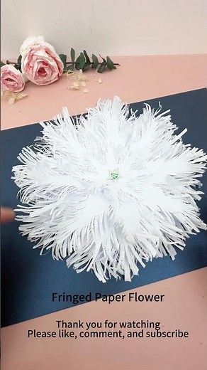DIY Elegant Fringed Paper Flower #diy #handmade #shorts