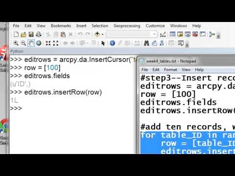 1) Creating Tables Using Arcpy Scripting