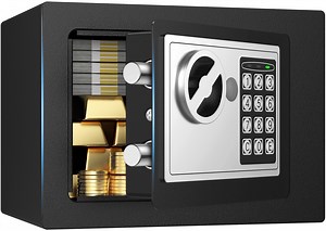 TNTANTS Electronic Digital Safe Box, 0.25 Cubic Feet Home Security Box for Office Hotel Business, Lock Box with Key Keypad for Cash Jewelry Black