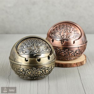 Vintage Embossed Metal Ashtray With Lid, Decorative Spherical Ashtray for Home & Office, Retro Sliding Lid Peacocks Cigarette Ashtray - Etsy