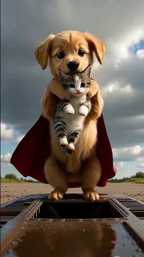 Bolt the Super-dog comes to the rescue and saves the kitten from falling into a drain!