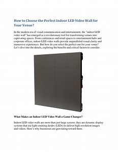How to Choose the Perfect Indoor LED Video Wall for Your Venue? - SlideServe