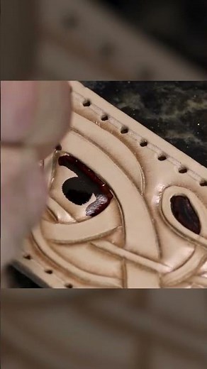 Making Leather Drawstring Pouch - #leathercraft