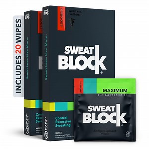 SweatBlock Antiperspirant Wipes - Maximum Clinical Strength - Treat Hyperhidrosis & Excessive Sweating for Men, Women, & Teens - up to 7 Days Protection Per Wipe - Dermatologist Tested - 20 Wipes