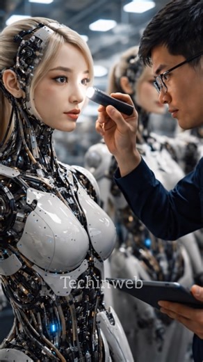 Robotic Engineer Checks the Eyes of a Humanoid Robot 🤖#humanoidrobot #shorts #foryou
