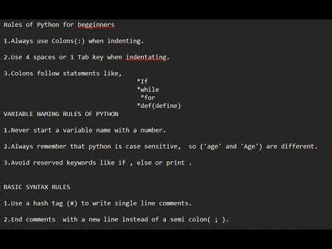 The Beginner rules of Python