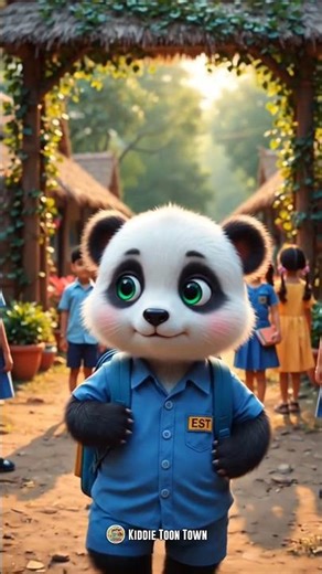 Baby Panda Goes to School First Time 😍🎒 | Emotional Cartoon Story#shorts #baby #panda