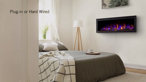 Napoleon Entice 42 - NEFL42CFH - Wall Hanging Electric Fireplace, 42-in, Black, Glass Front, Glass Crystal Ember Bed, 3 Flame Colors, Remote Included