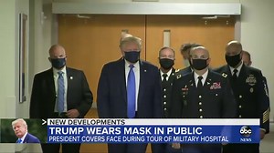 Trump wears face mask publicly for 1st time