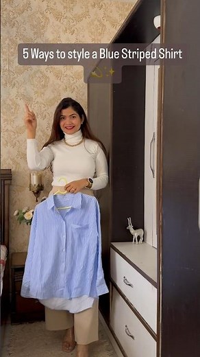 5 Ways to Style a Blue Striped Shirt | Summer Outfit Ideas✨💫 #shorts #zara #officewear #casual