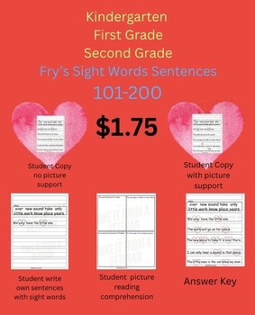 Kindergarten First Second Grade ELL Literacy Center Worksheets Fry’s Sight Words